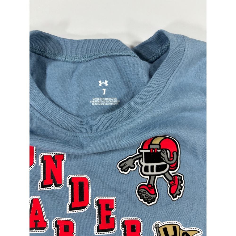 Under Armour Boys Long Sleeve Graphic T-Shirt 2 Pack Space Football Blue Navy - Picture 3 of 10